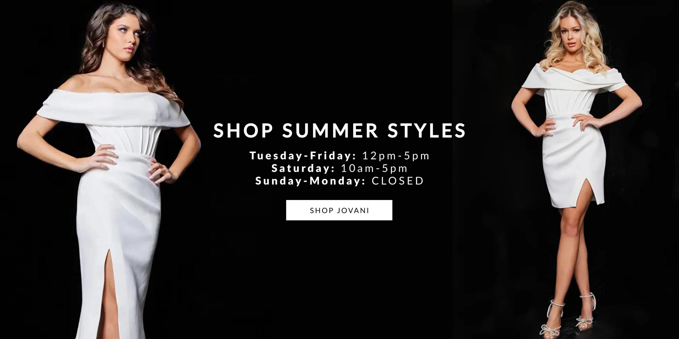 Shop Summer Styles banner with new store hours - 2024