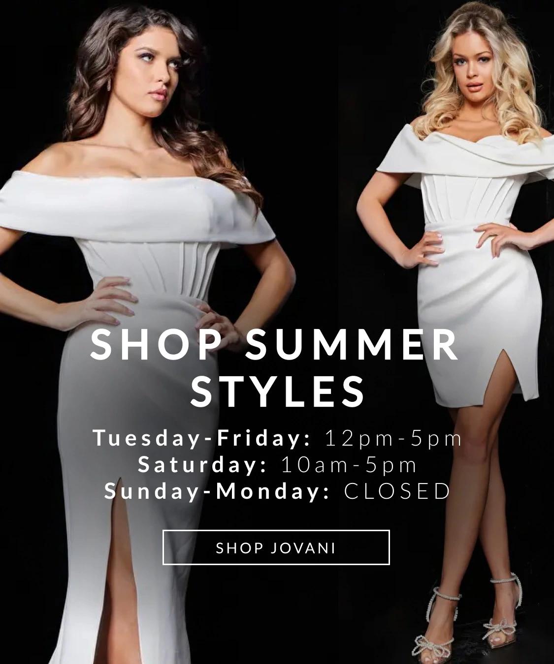 Shop Summer Styles banner with new store hours - 2024